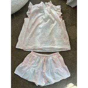 STARK X Pink‎ Tie Dye Ruffle Top & Skort Set Womens small